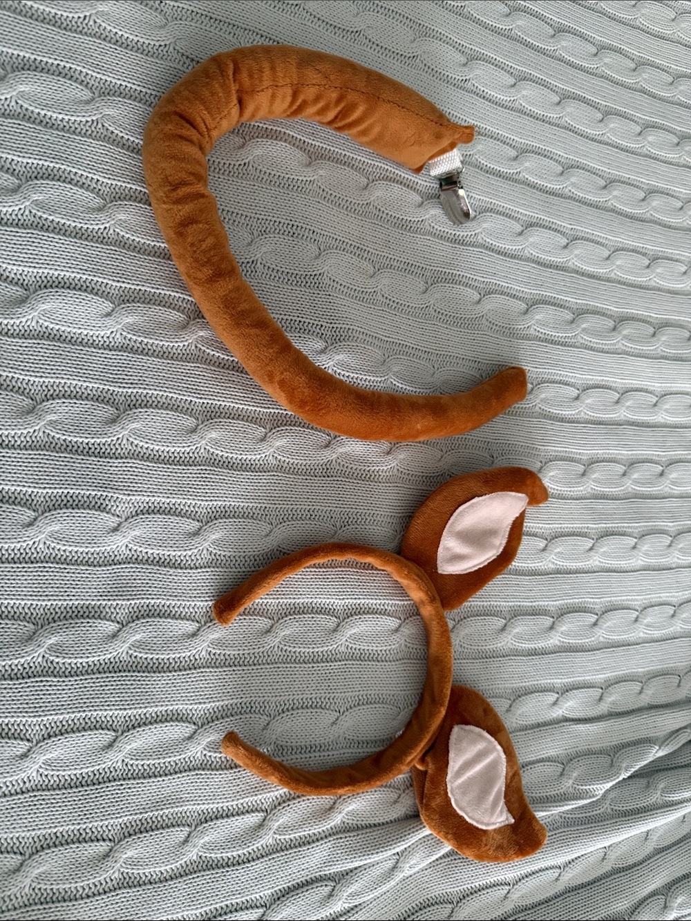 Brown Plush Cat Ear Headband and Tail Pet Costume Set
